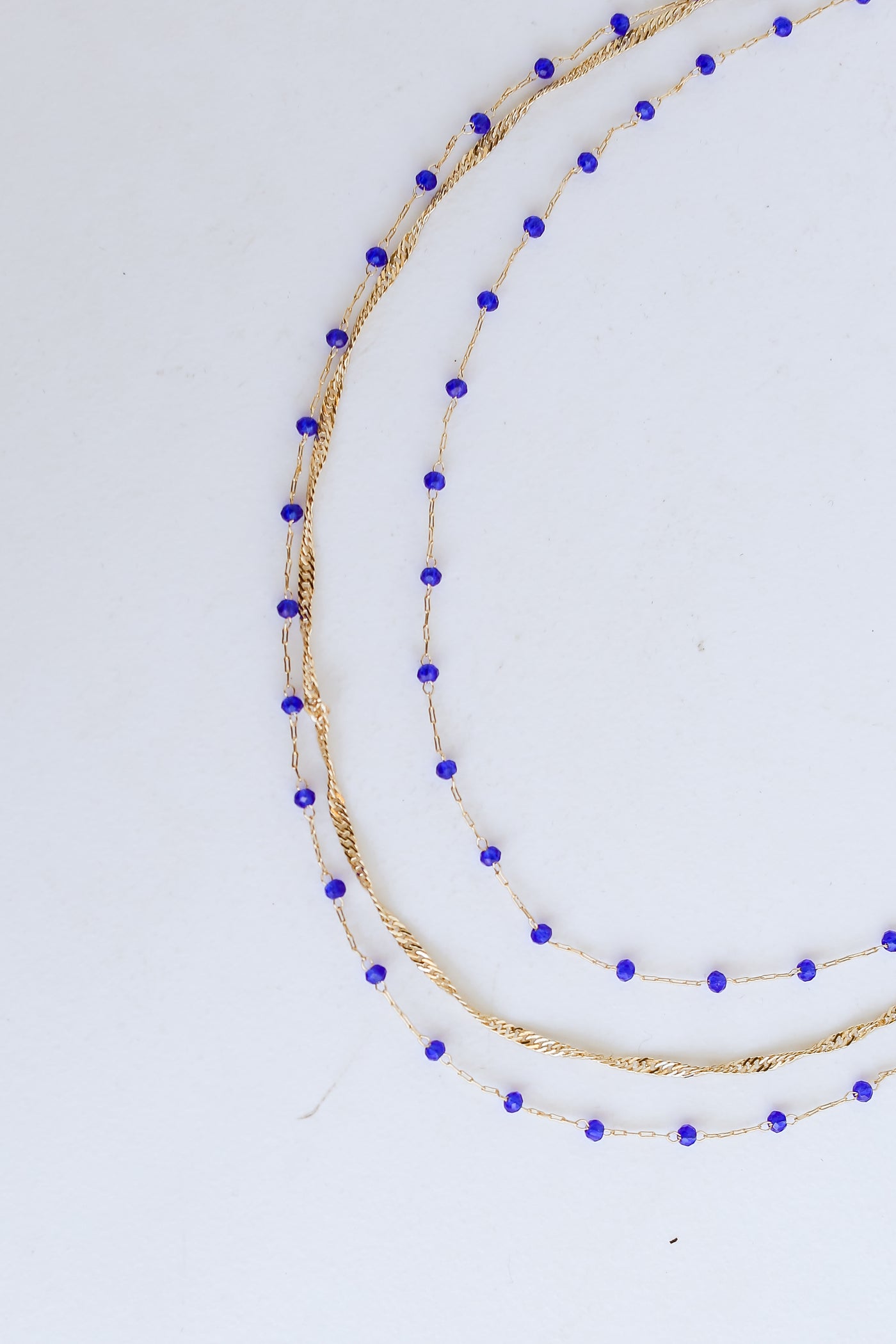 blue Beaded Layered Necklace