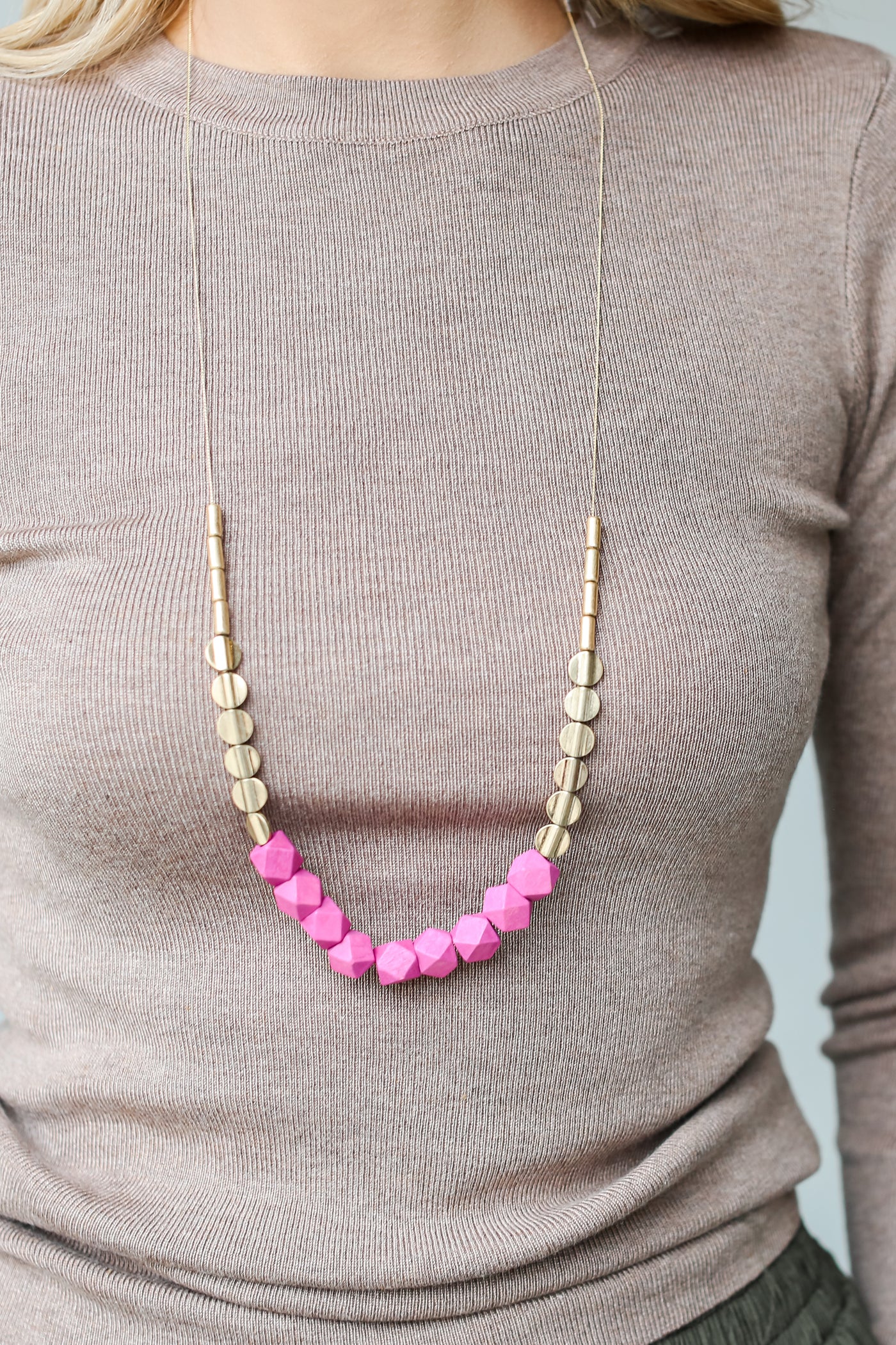 pink beaded necklaces for women