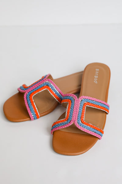 flat Hot Pink Slide Sandals