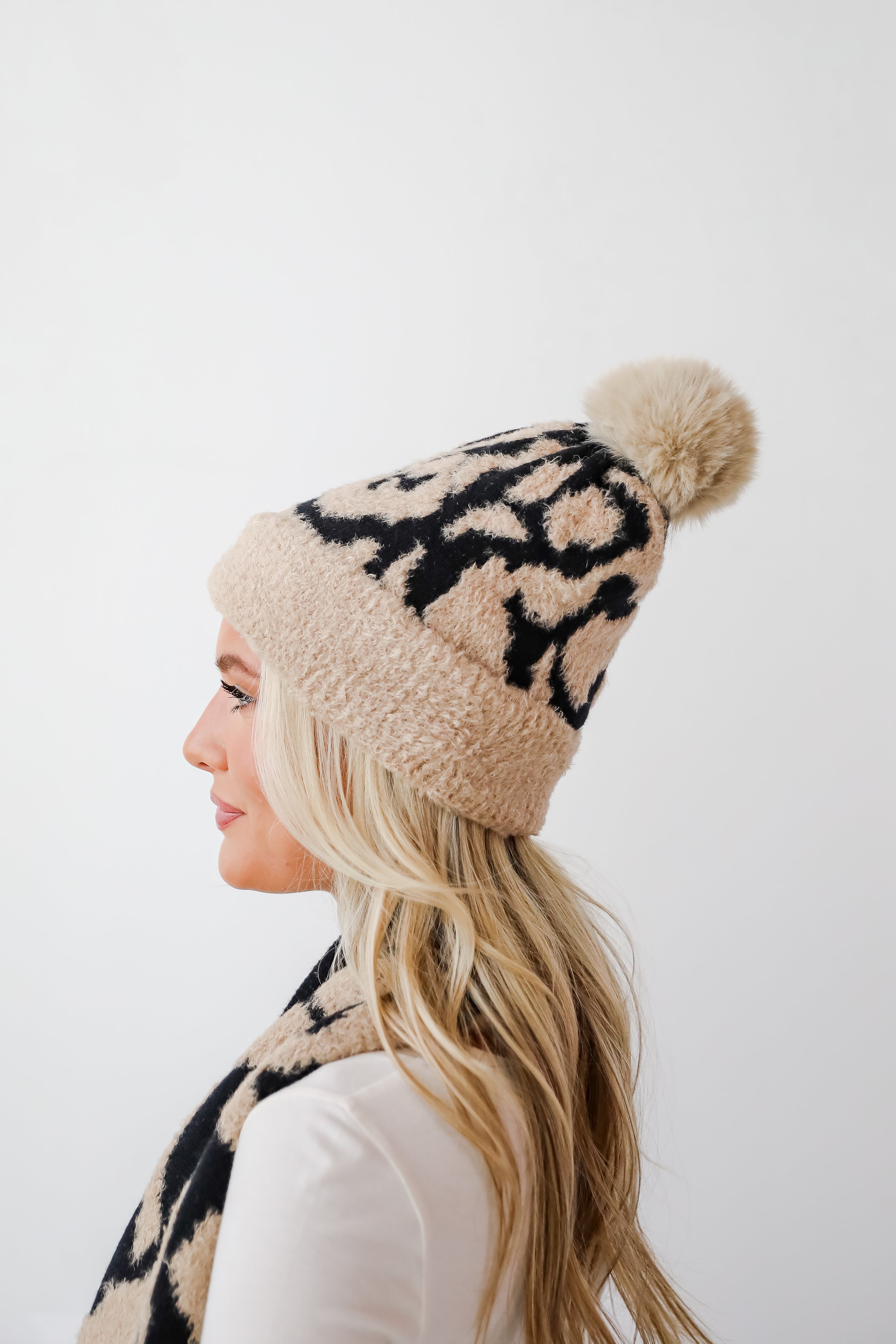 NWT Jocelyn Metallic Leopard Beanie with Pompom outlet