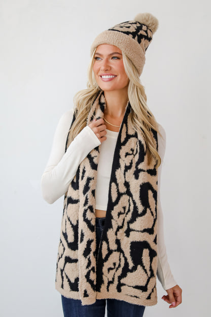 Fierce And Cozy Beige Leopard Scarf