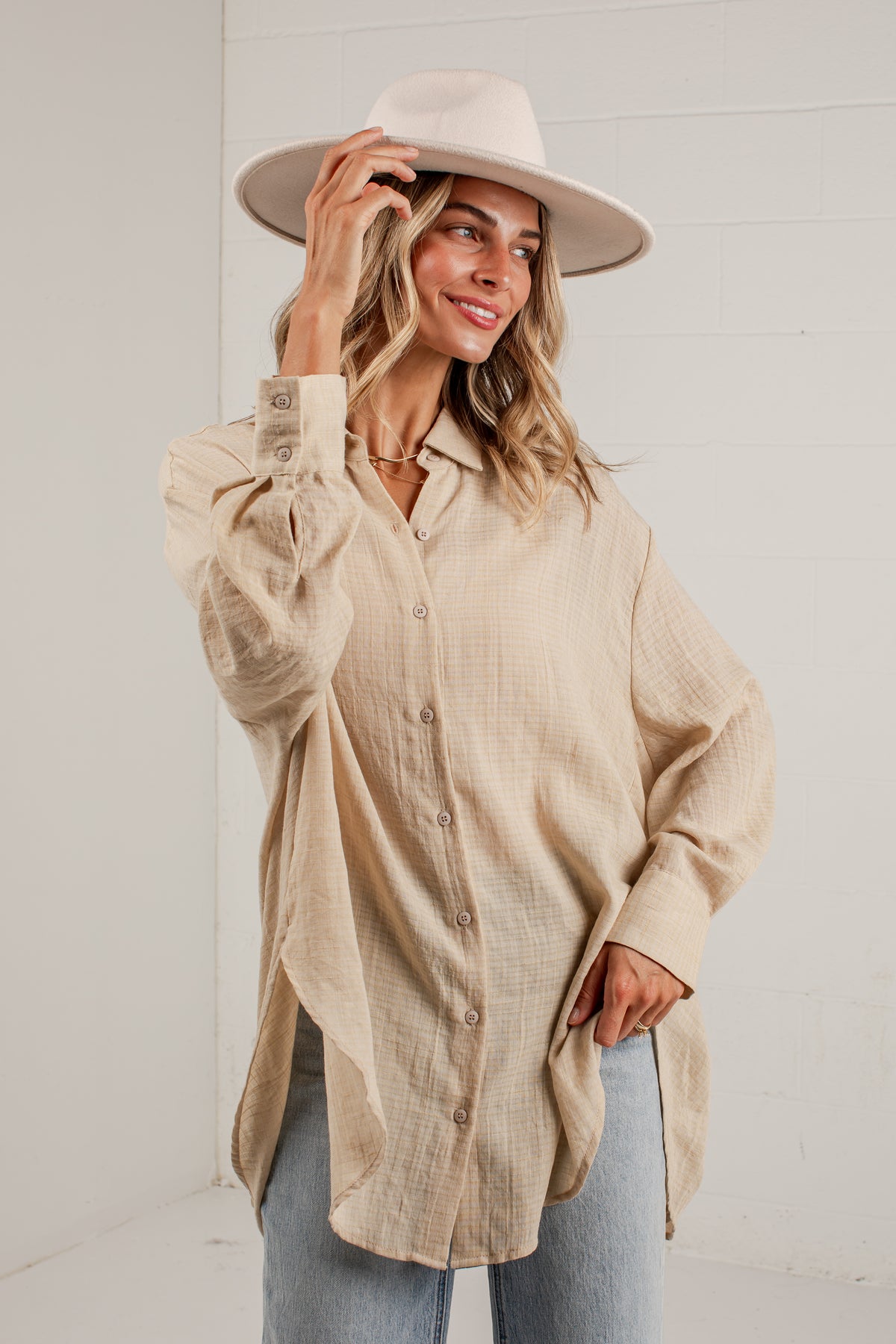 Allison Oversized Button-Up Blouse