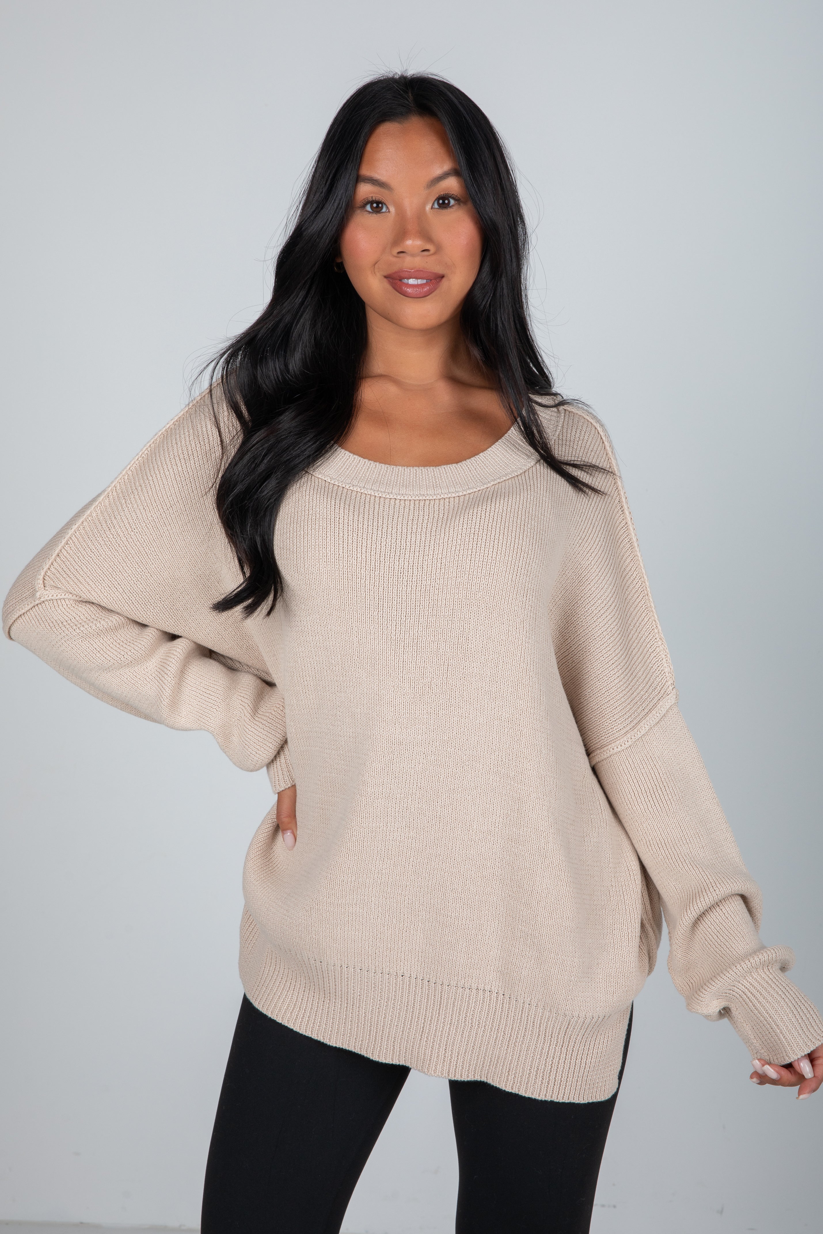 beige oversized sweater