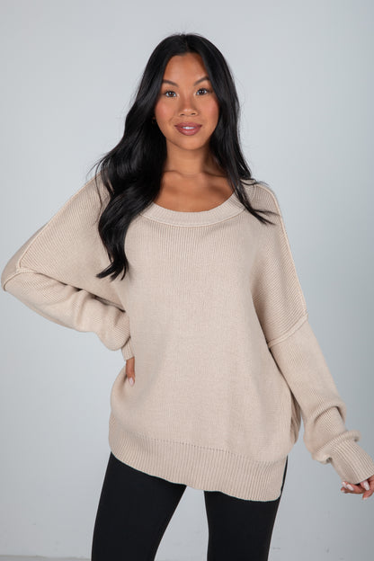 beige oversized sweater