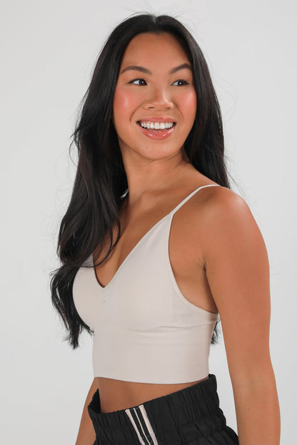 Seamless Ribbed Padded Bralette | Women's Basics | Dress Up Beige / Large/X-Large Seamless Ribbed Padded Bralette | Women's Basics | Dress Up Beige / Large/X-Large