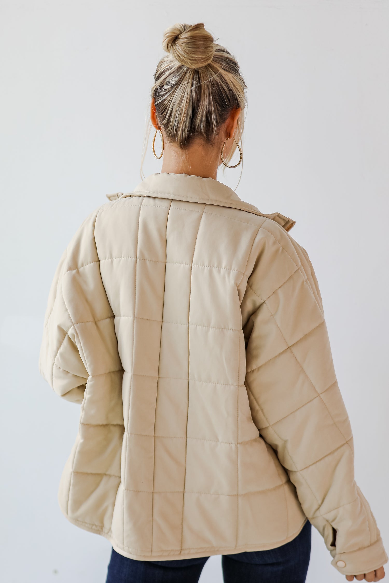 Elevated Weather Beige Quilted Jacket