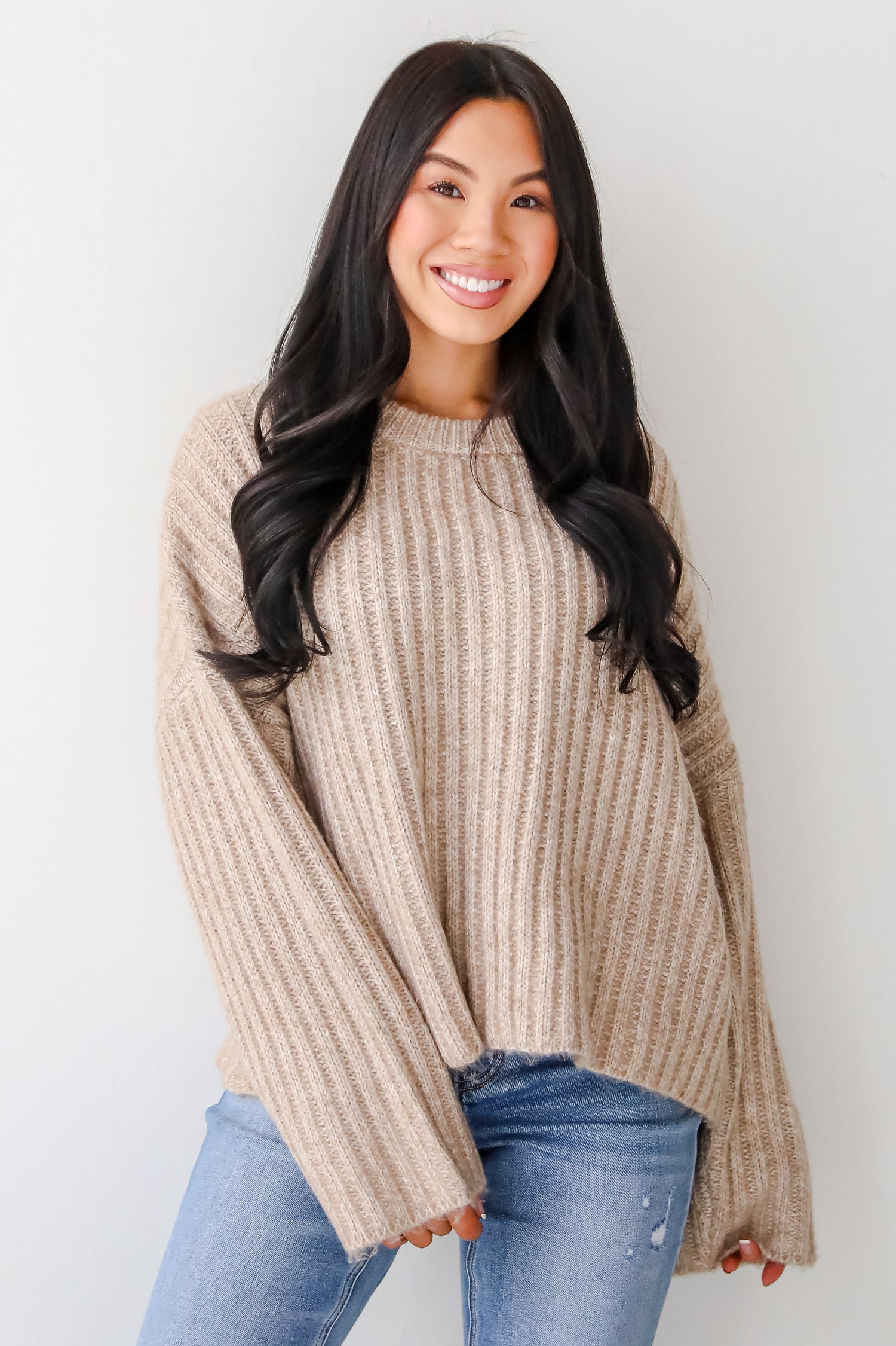 Cozy Beige Sweater Oversized Sweaters For Women Dress Up