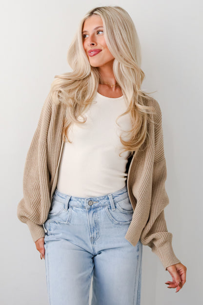 Completely Cozy Beige Sweater Cardigan