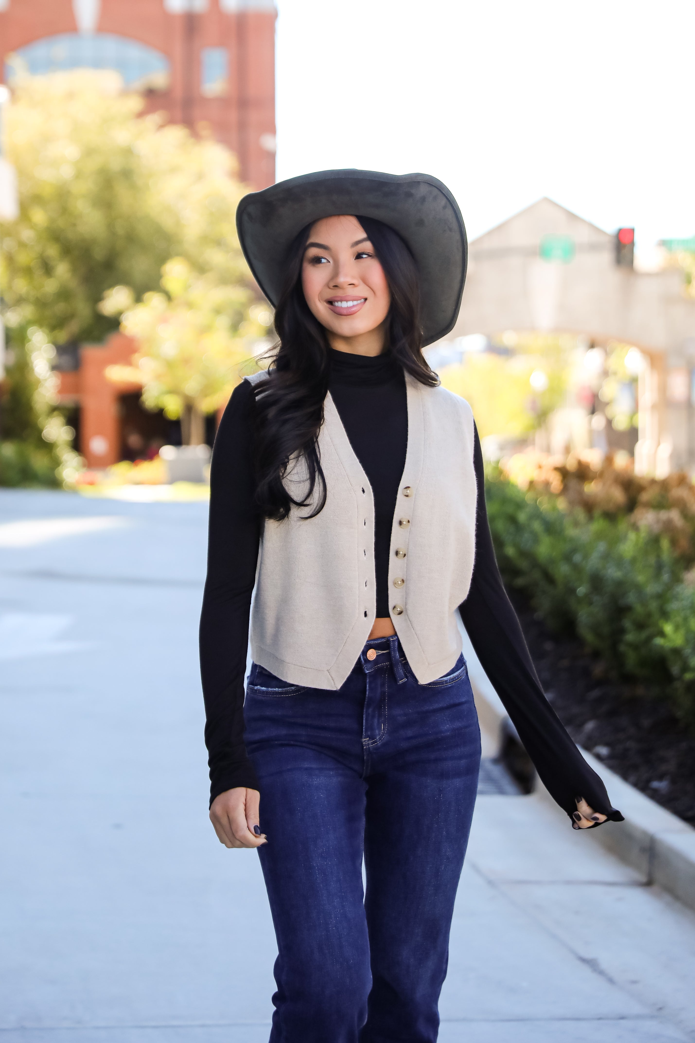 Snuggly Sweetness Beige Sweater Vest