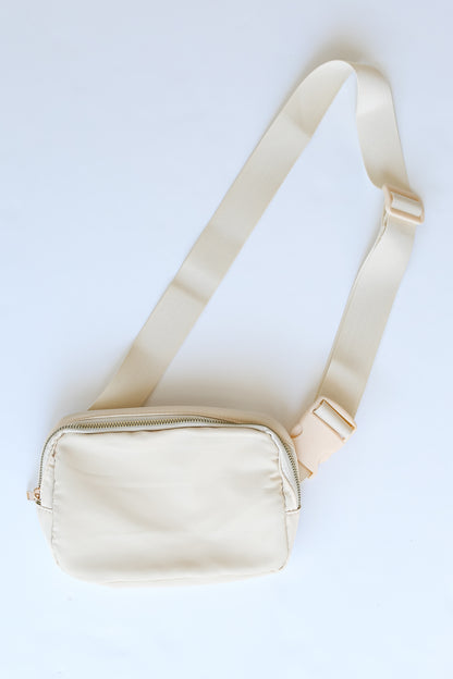 cream Belt Bag flat lay