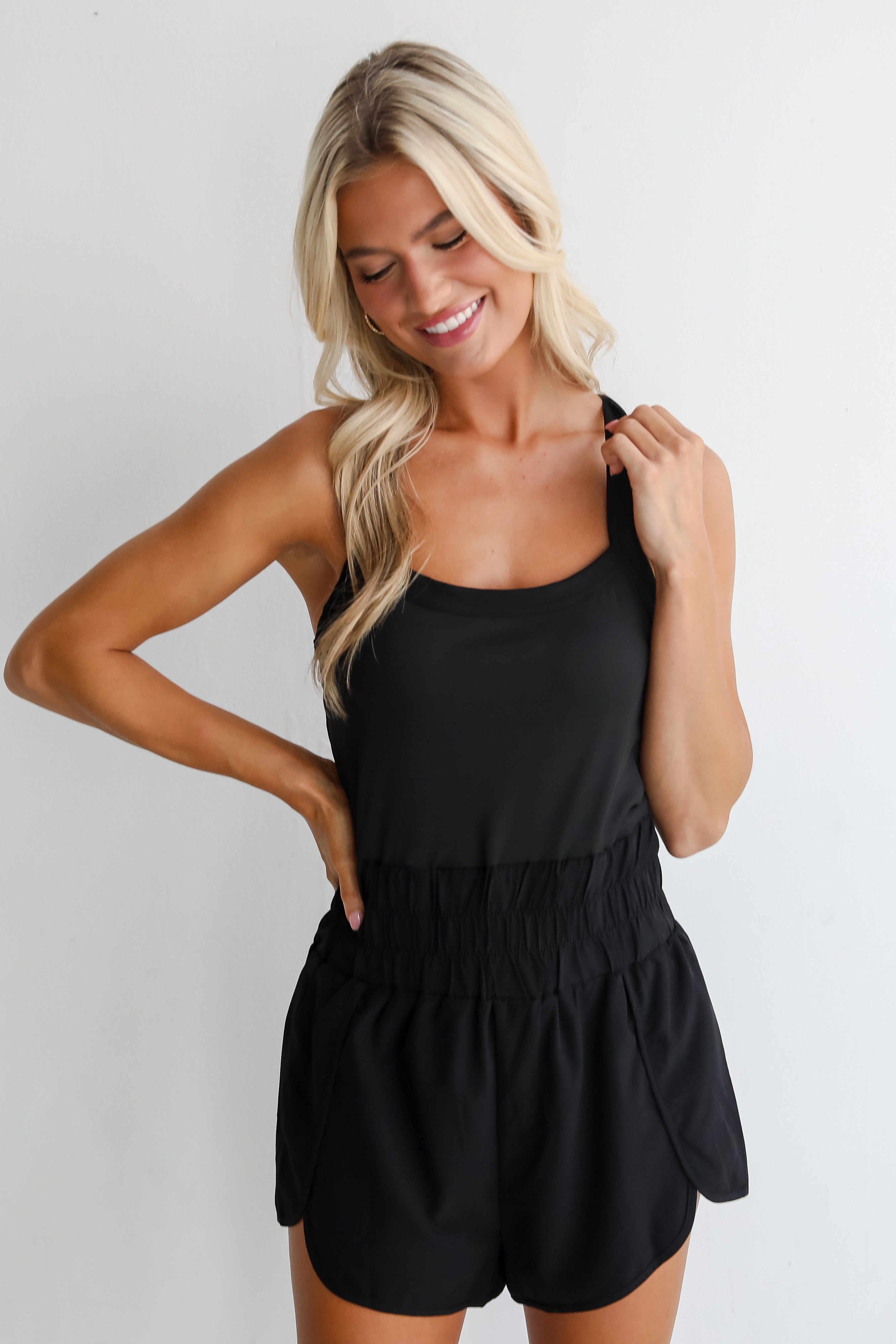 Get To It Black Athletic Romper