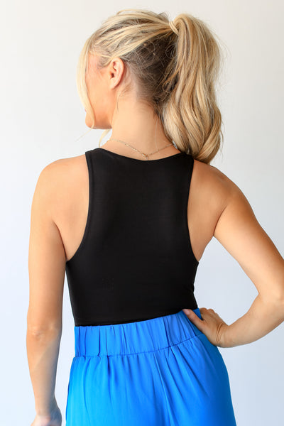 black sleeveless Bodysuit back view
