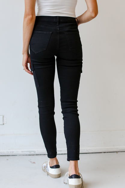 Black Denim Skinny Jeans back view