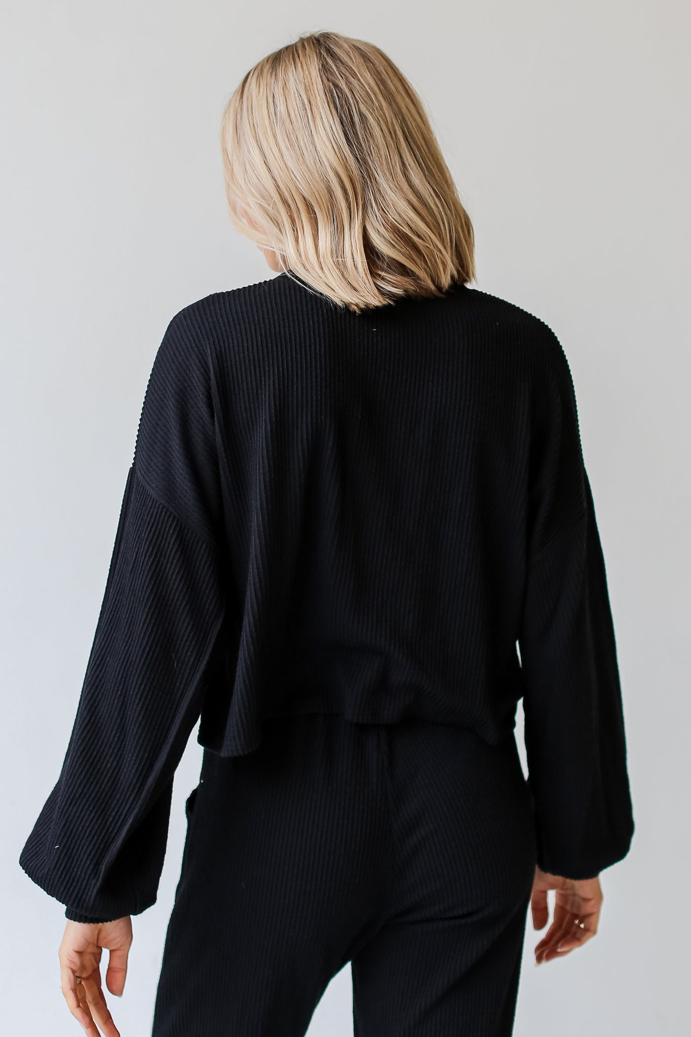 black Cropped Corded Top back view