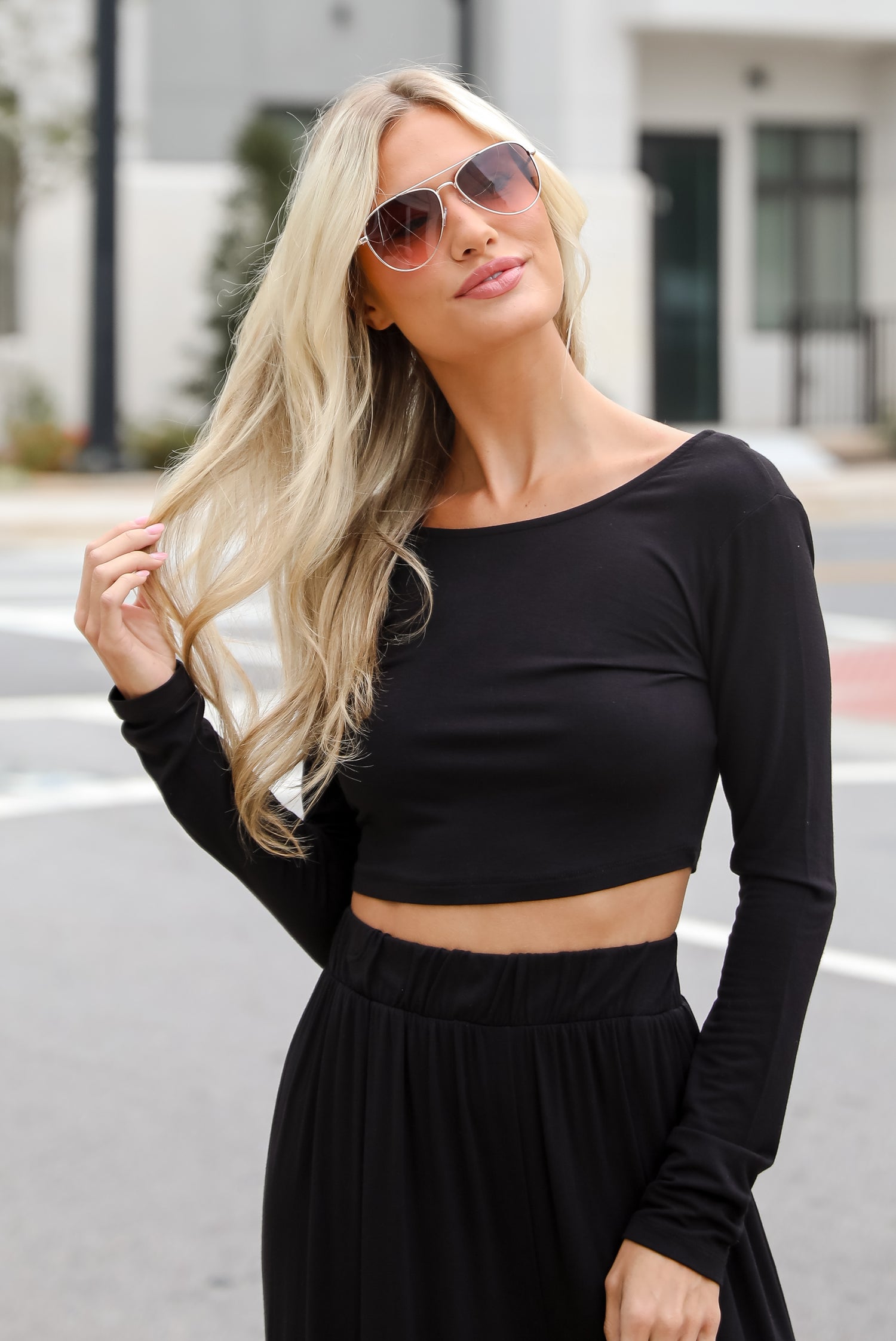 Expert Charm Black Crop Top