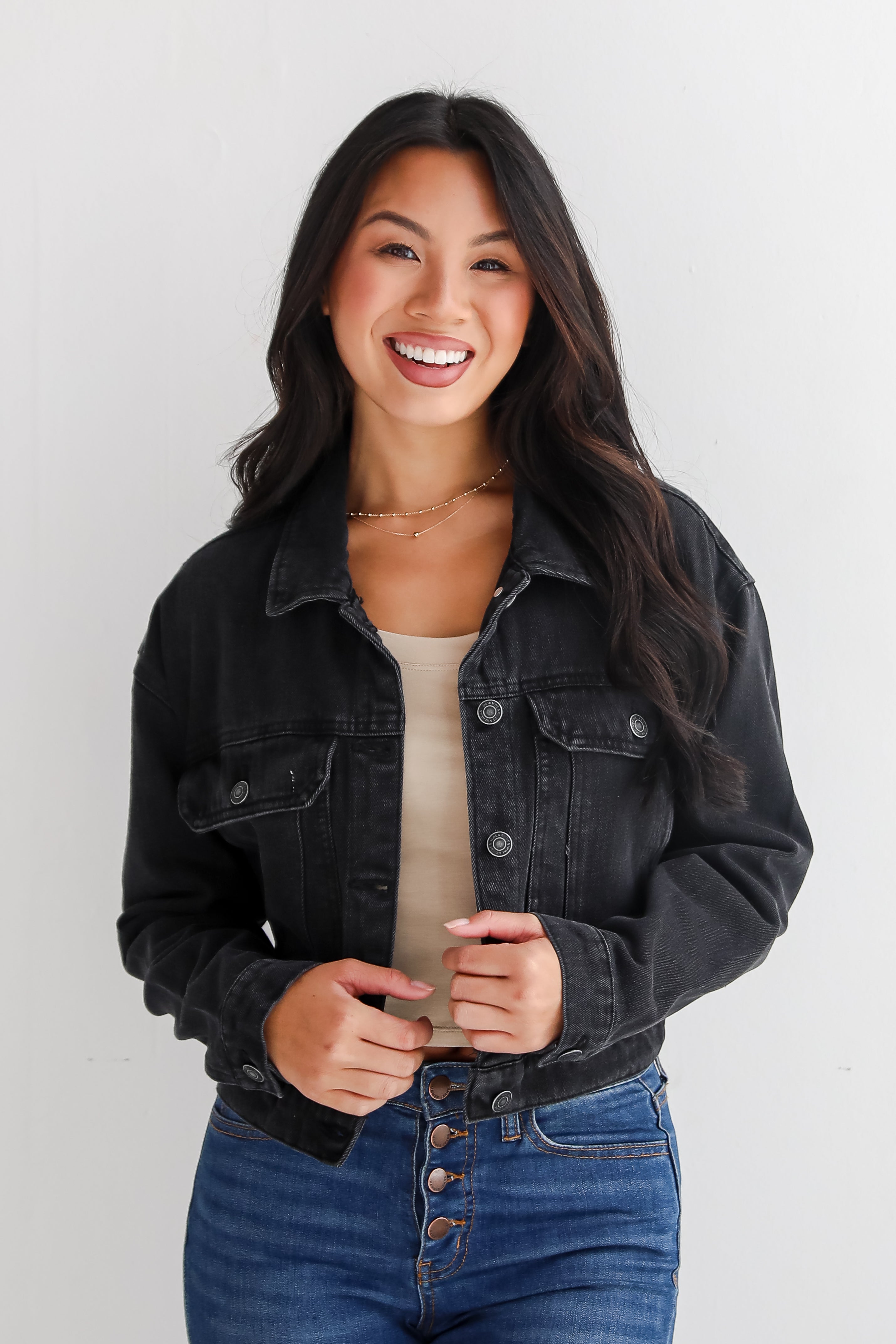 Stylish Staple Black Cropped Denim Jacket