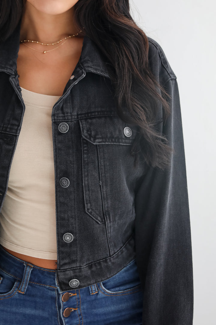 Stylish Staple Black Cropped Denim Jacket