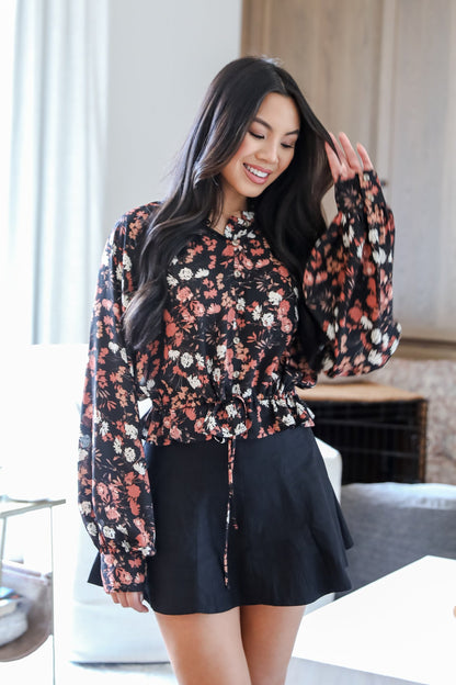 Luxe Possibilities Black Floral Blouse