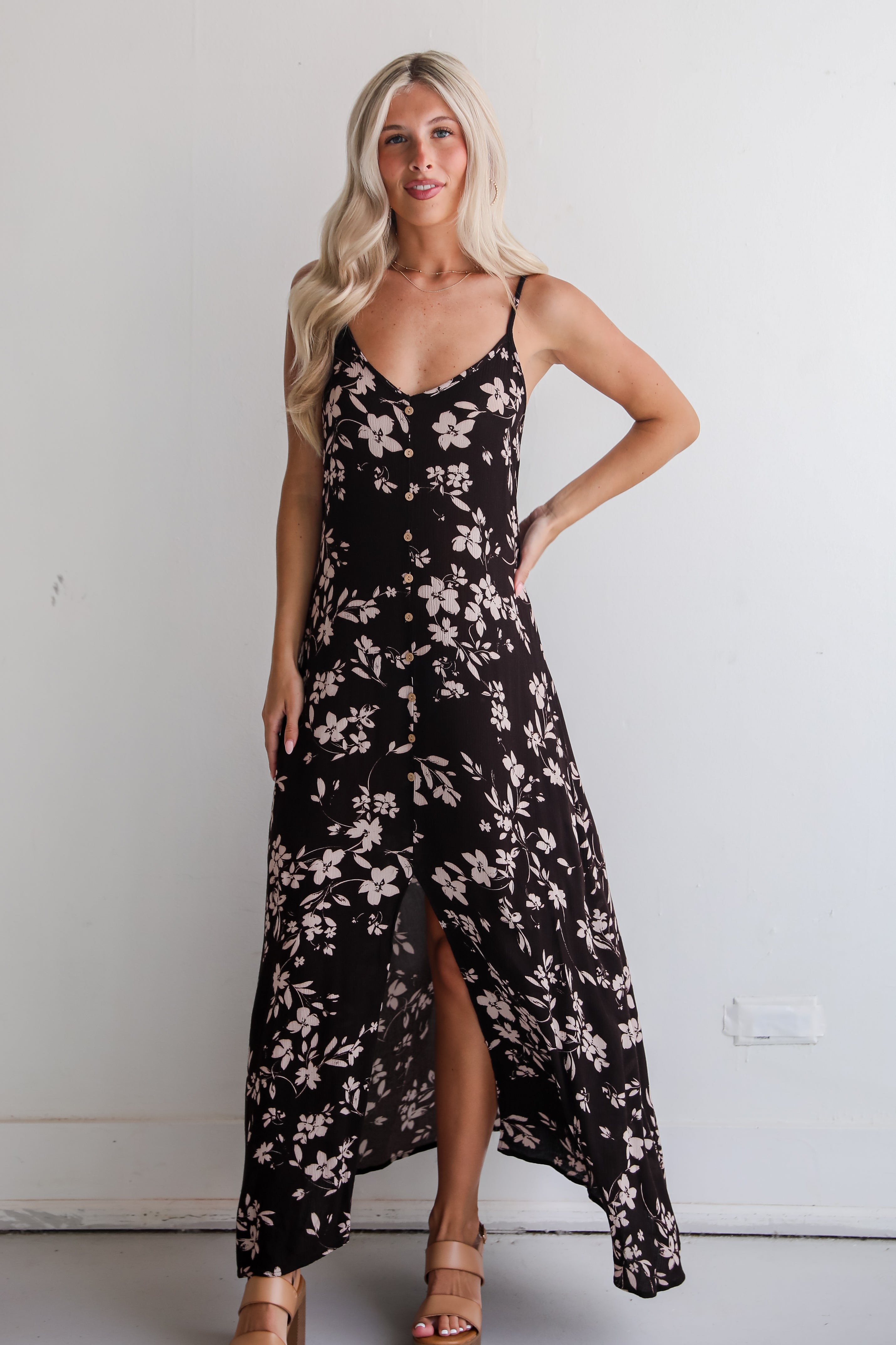 Cute Black Floral Maxi Dress | Fall Wedding Guest Dress | DressUp – Dress Up