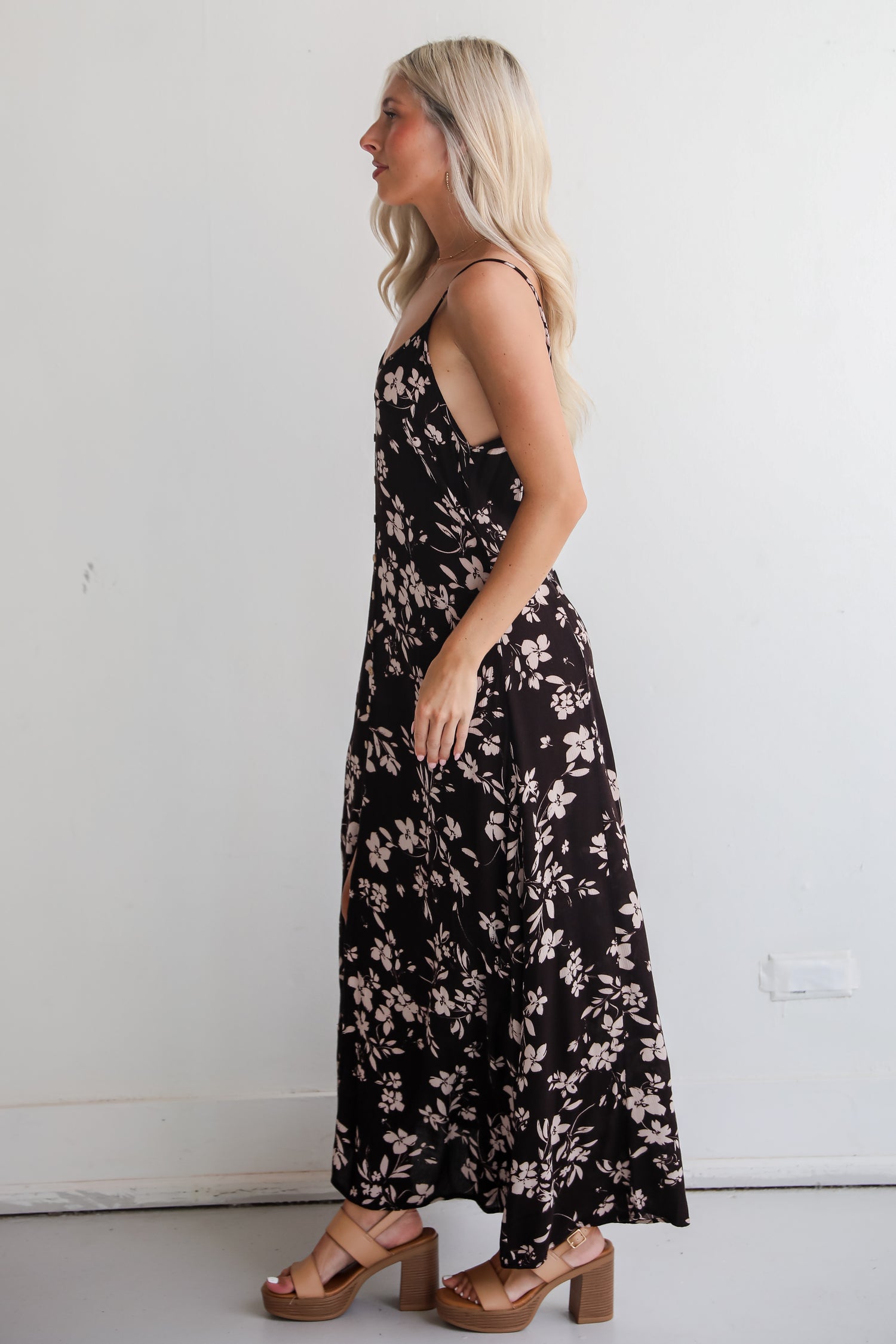 Marvelously Darling Black Floral Maxi Dress