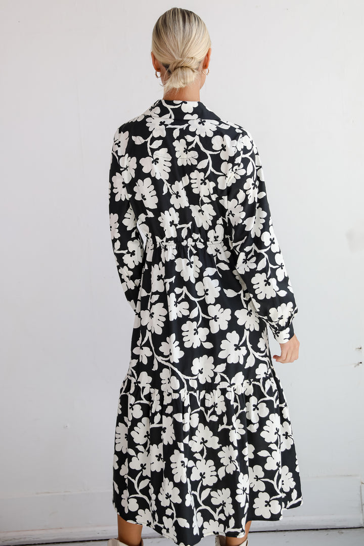 Charmed Perfection Black Floral Midi Dress