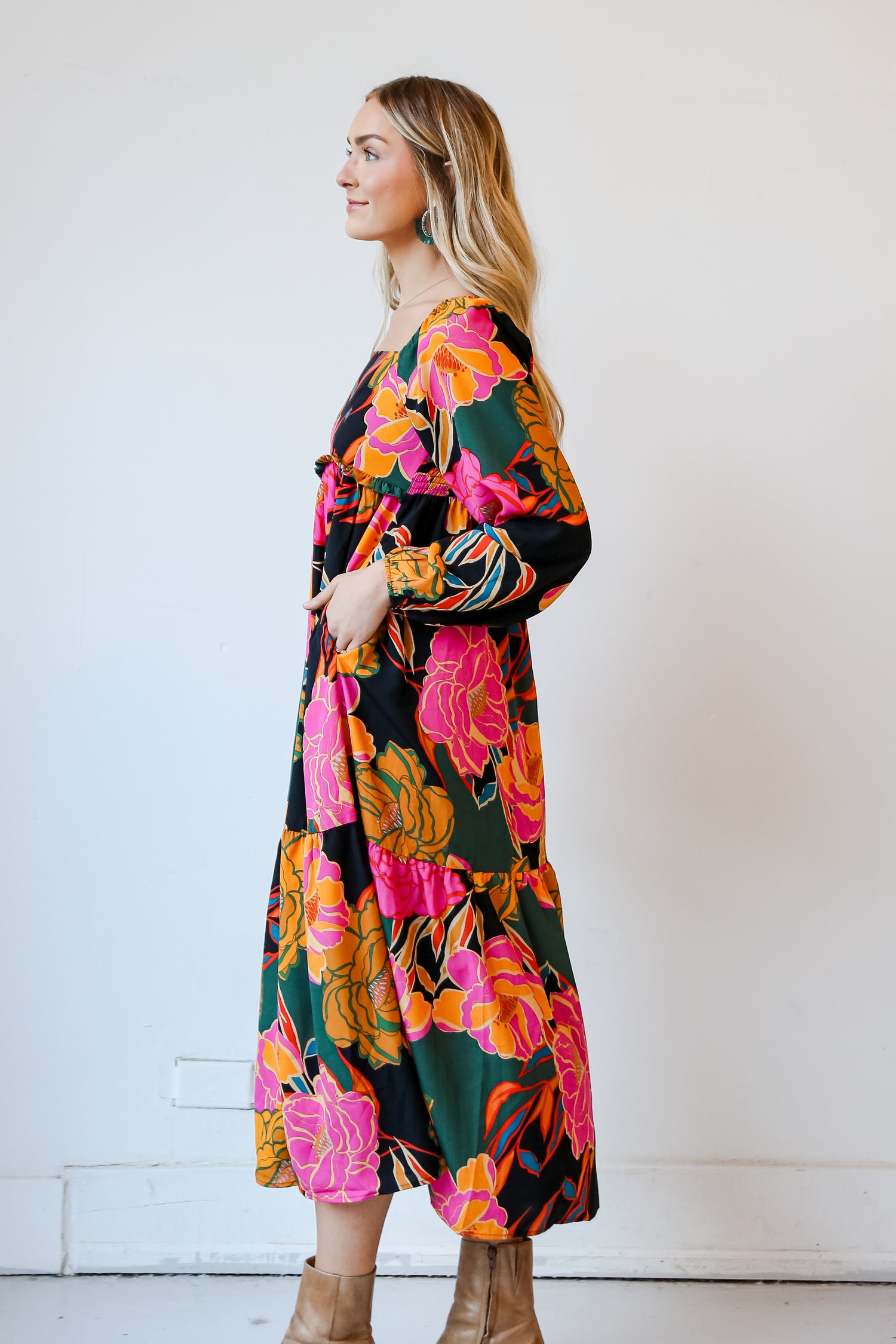 floral maxi dress side view