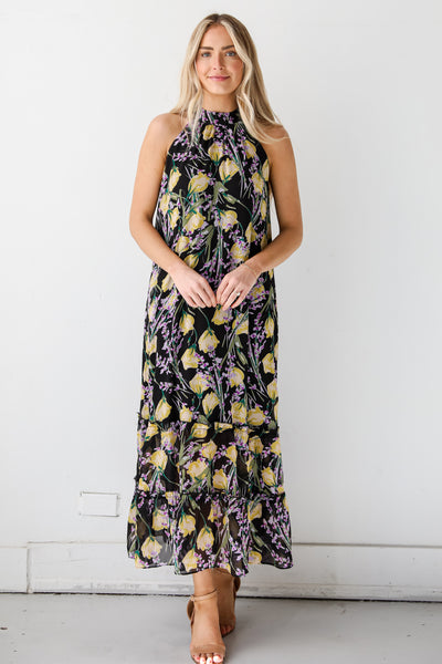 Sunny Day Sweetie Black Floral Maxi Dress