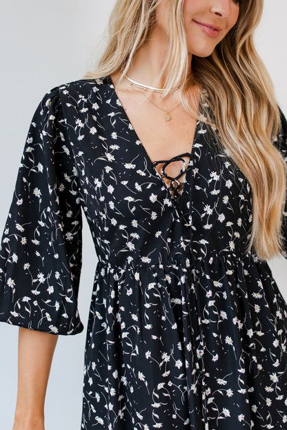 cute Black Floral Maxi Dress