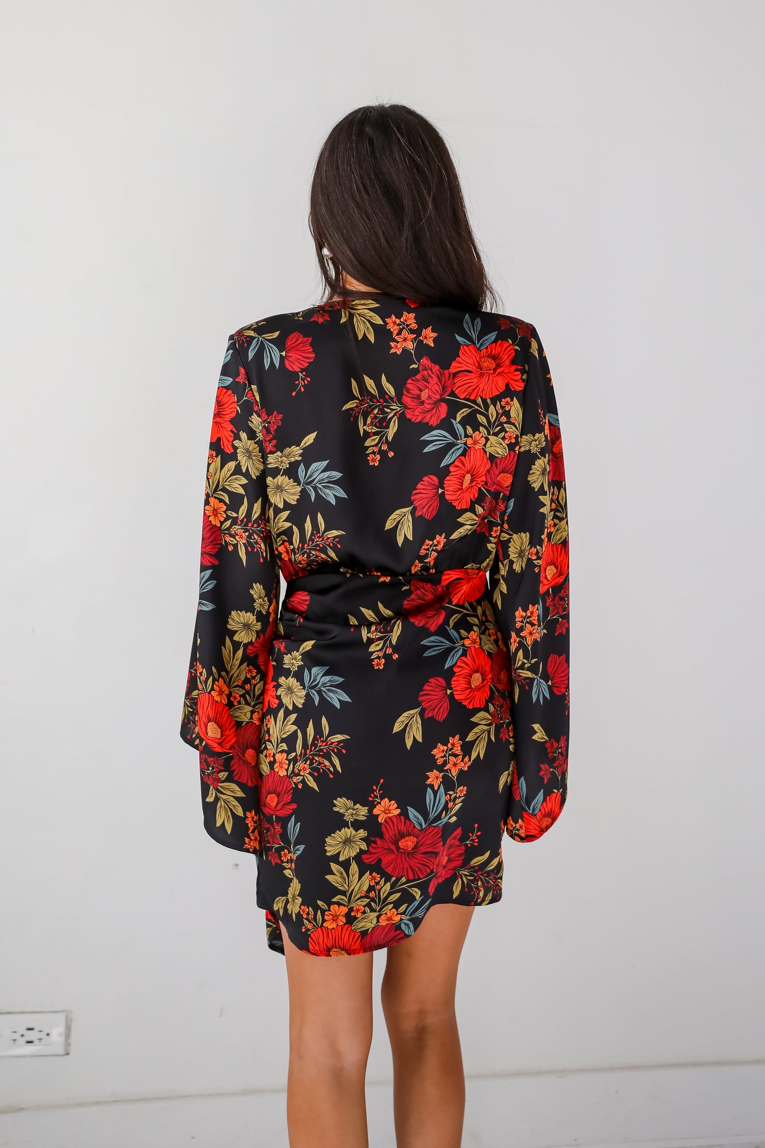 Luxurious Statement Black Floral Mini Dress