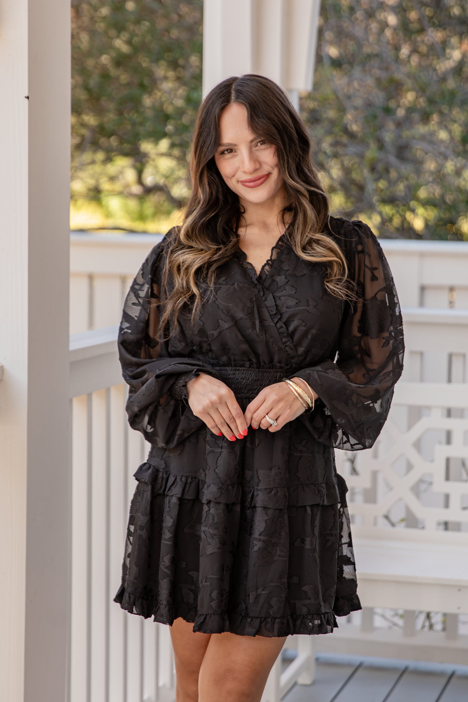 black mini dress sheer sleeves The Black Stand Collar Sheer Slit Mini Dress - Slit Long Sleeve Sheer A line Mini Dress - Black - Dresses