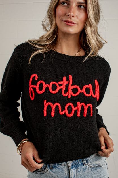 Football Mom Black Knit Sweater