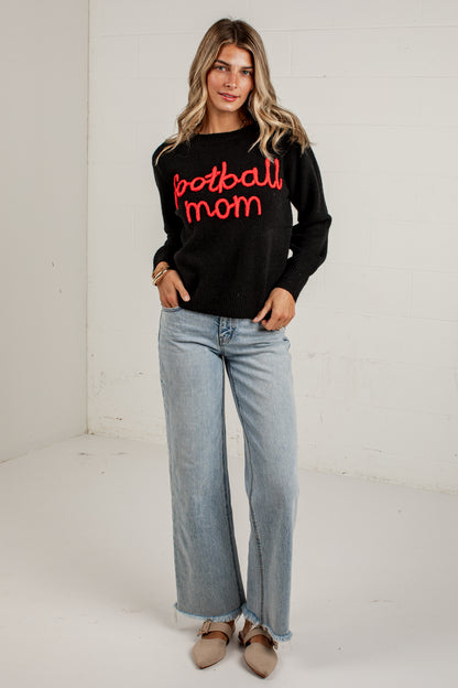 Football Mom Black Knit Sweater