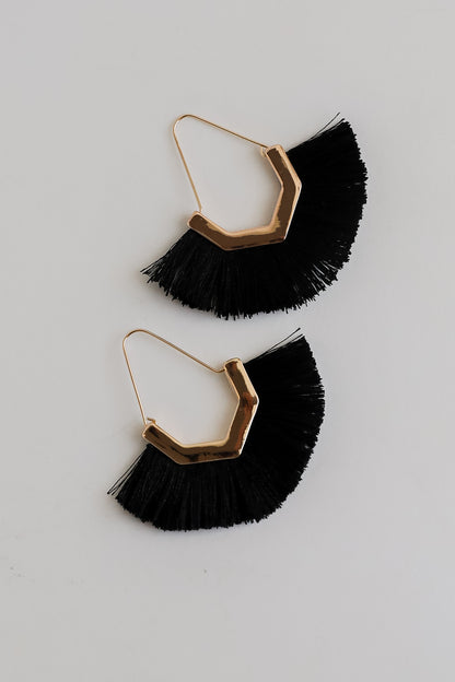 Teagan Black Fringe Statement Earrings