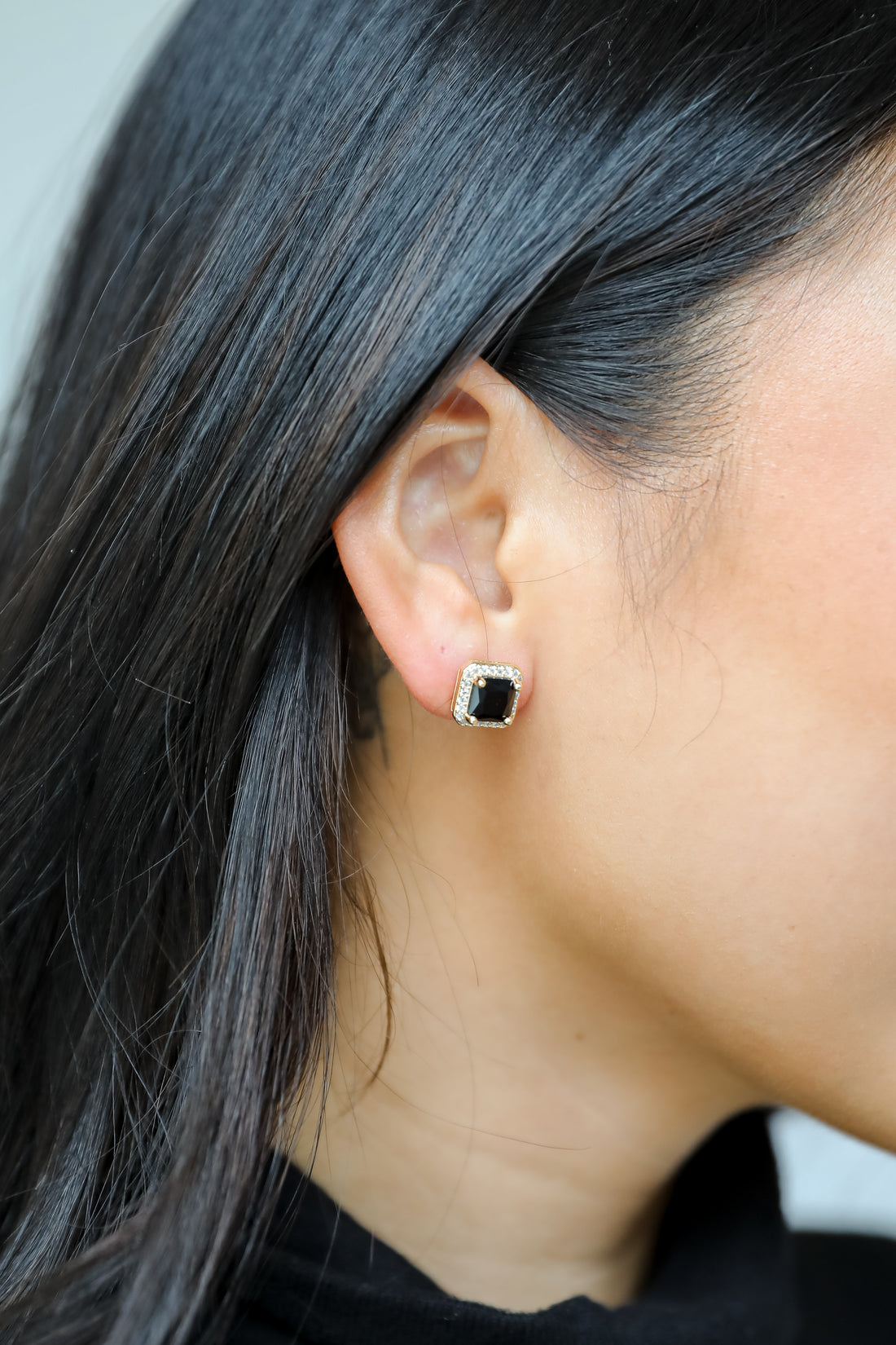 Sutton Black Gemstone Stud Earrings