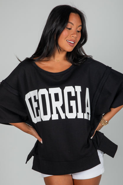 Woman wearing a black oversized &