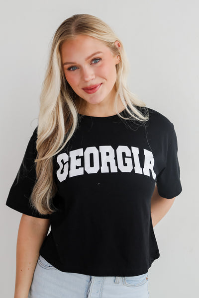Black Georgia Block Letter Cropped Tee | DU Exclusives | Dress Up Black Georgia Block Letter Cropped Tee | DU Exclusives | Dress Up