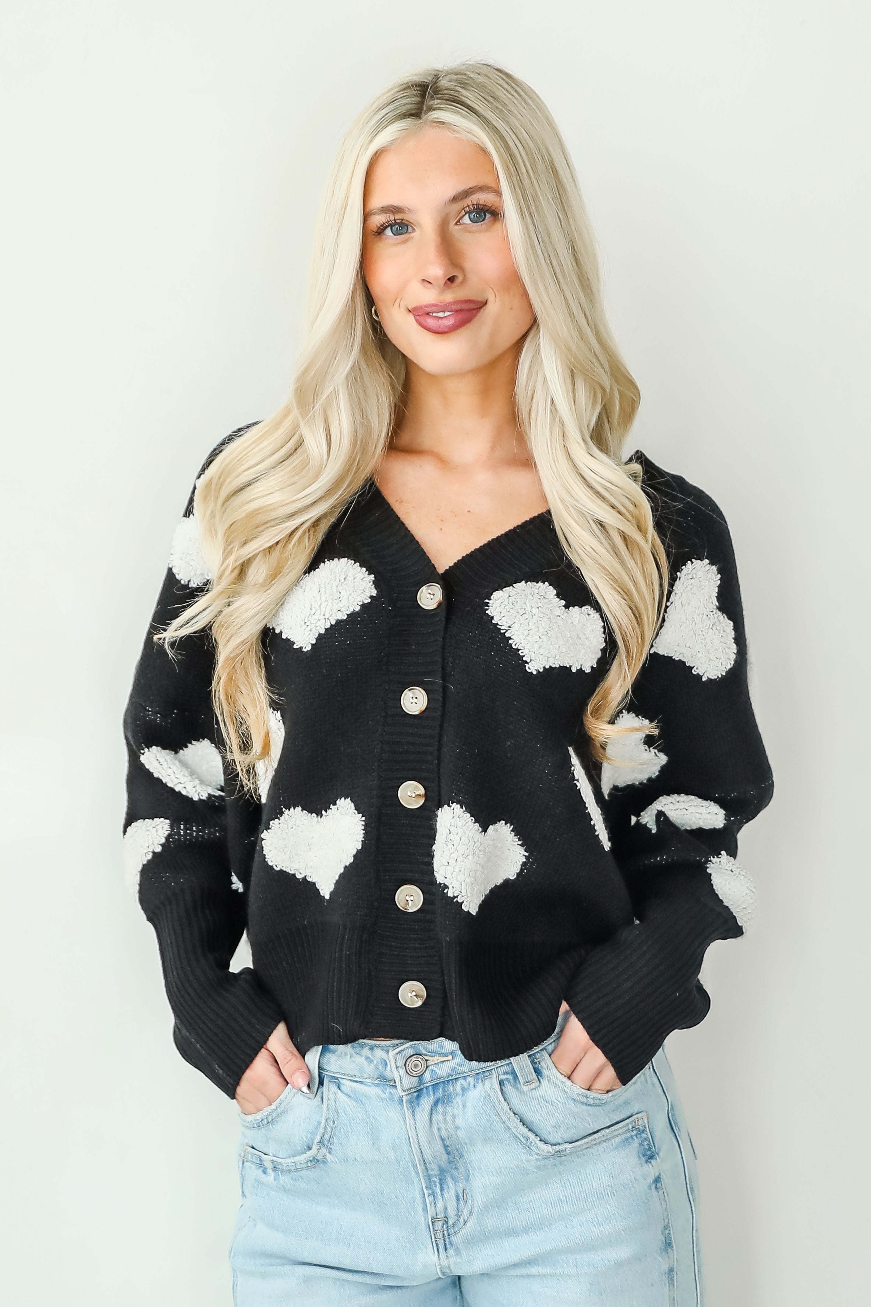 Incredibly Darling Black Heart Sweater Cardigan