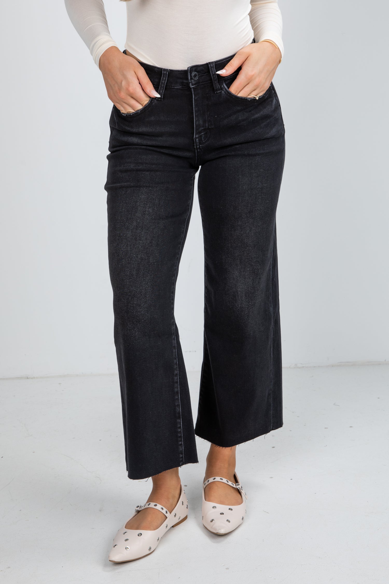 high rise black jeans