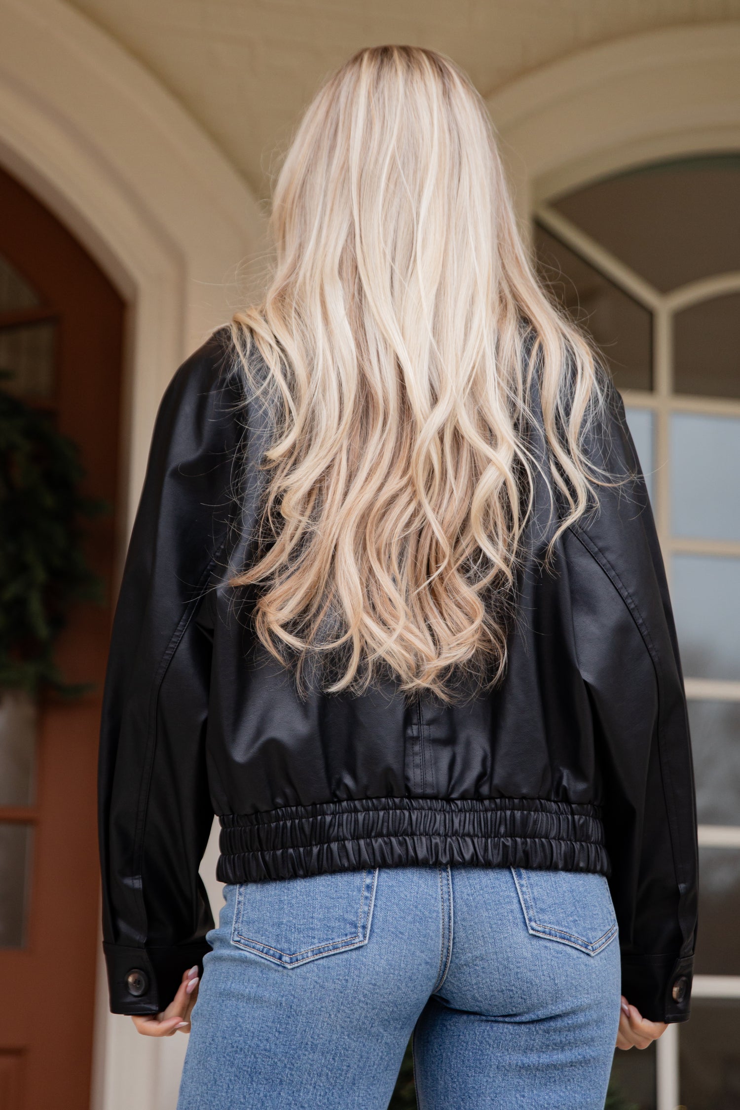Midnight Sleigh Faux Black Leather Jacket | Trendy Outerwear | DressUp Black / Small Midnight Sleigh Faux Black Leather Jacket | Trendy Outerwear | DressUp Black / Small