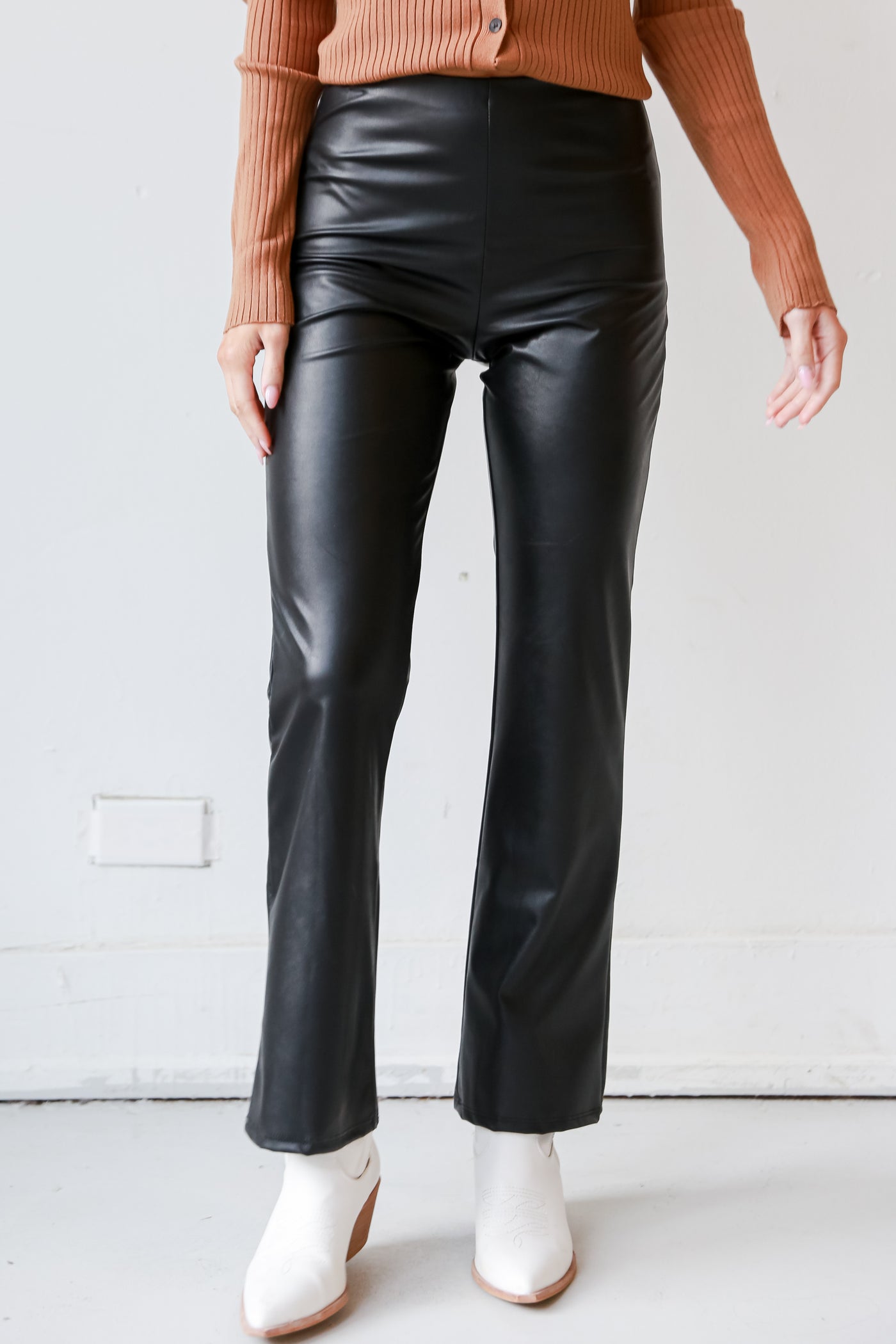 Black Leather Pants front view