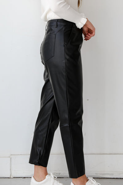 trendy Black Leather Pants for women
