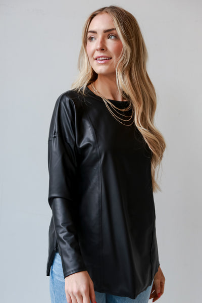 Black Leather Top for women