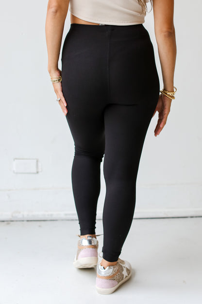 black High-Waisted Leggings back view