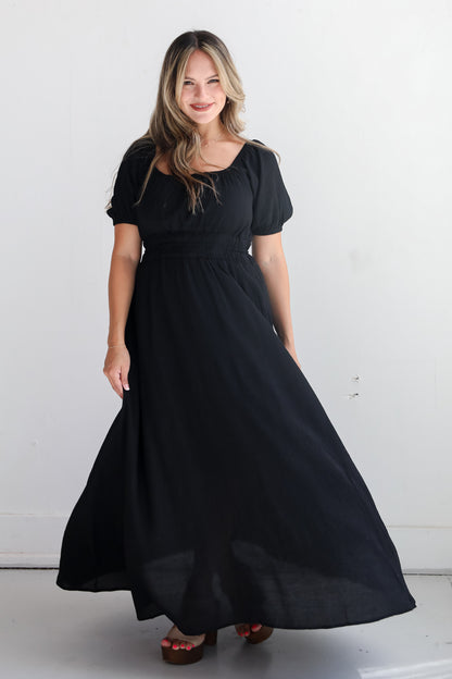 Instinctually Flirty Black Maxi Dress