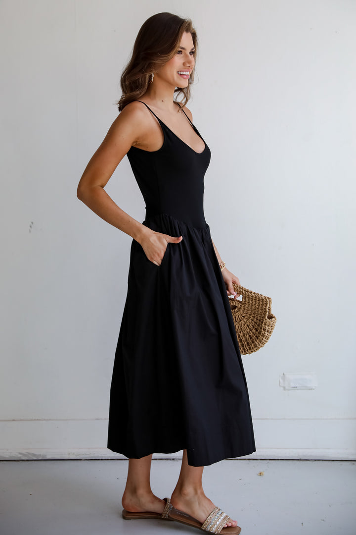 Black Contrast Maxi Dress