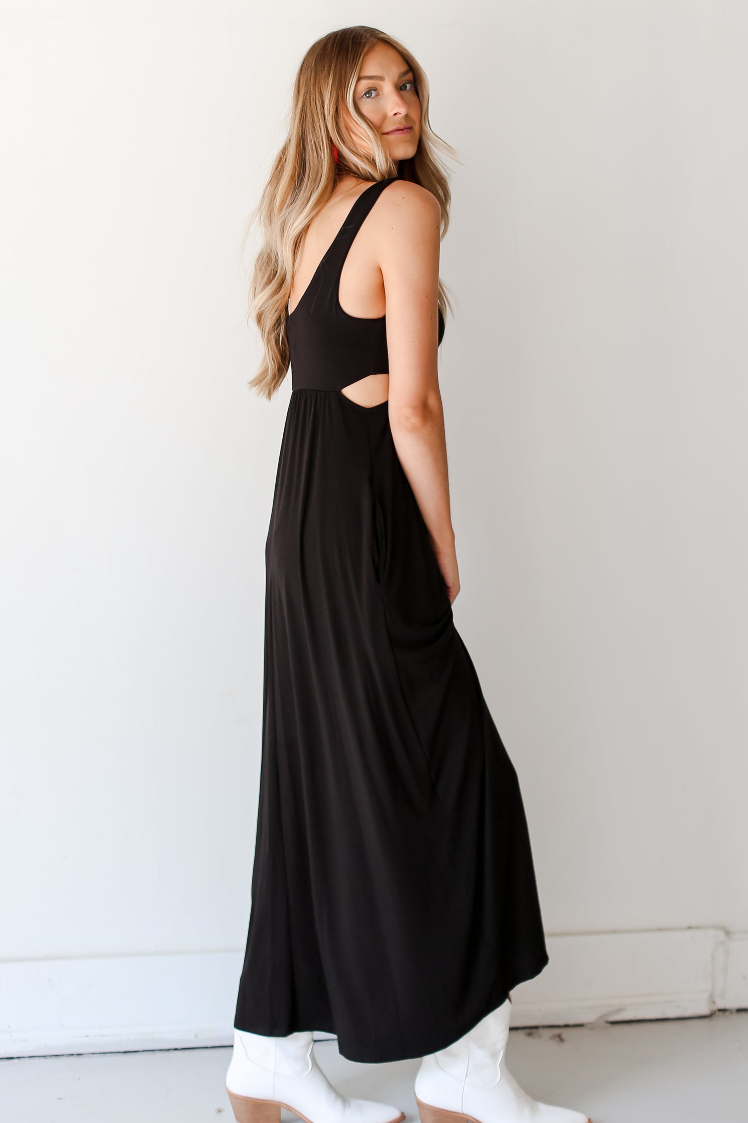 black Cutout Maxi Dress side view