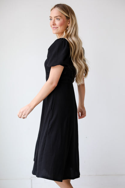 spring dresses, Black Midi Dress, You&