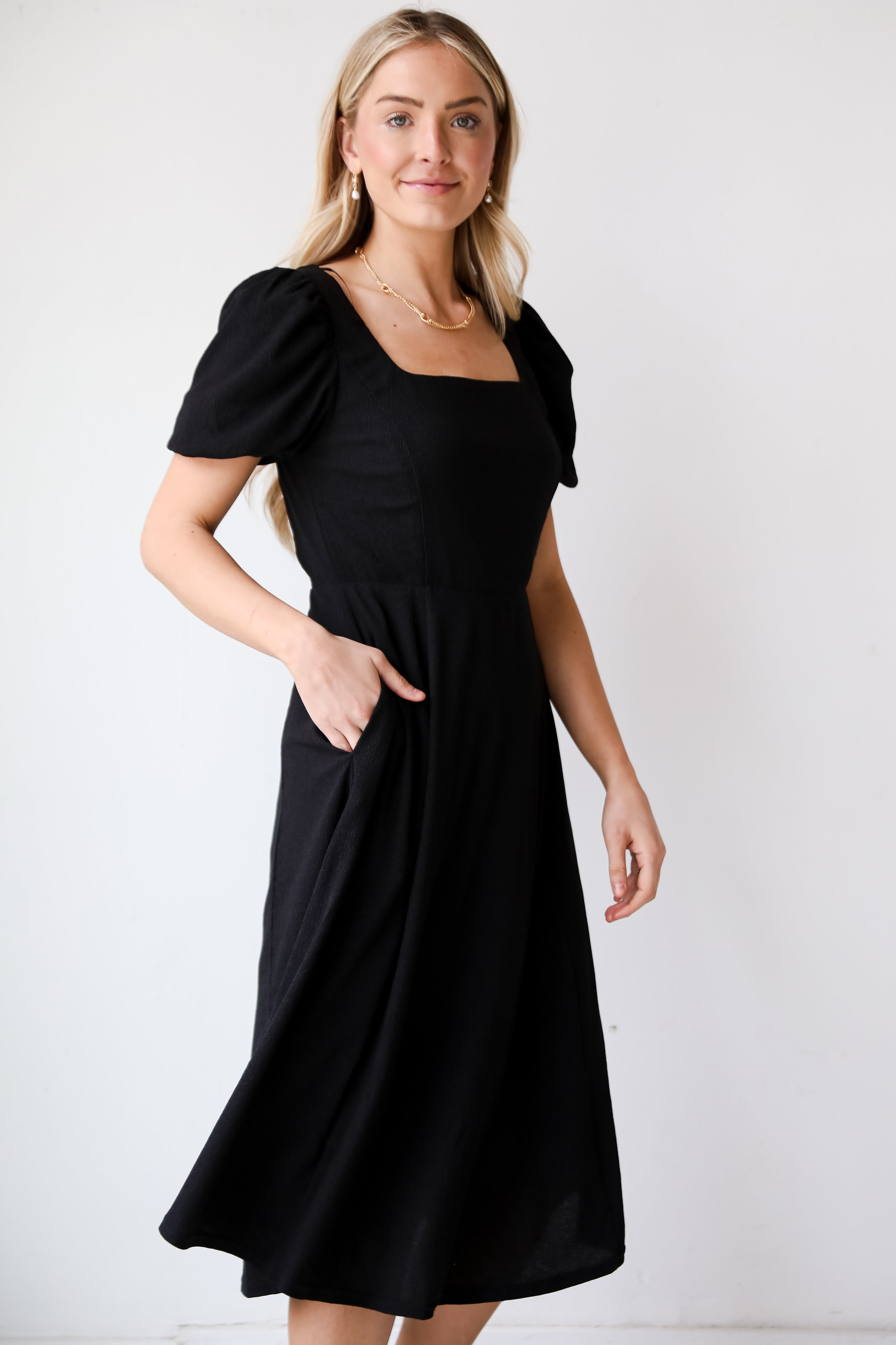 cute black midi dress, Black Midi Dress, You&