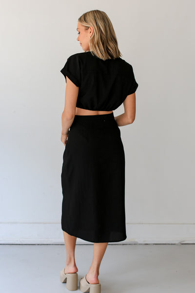 black Midi Skirt back view