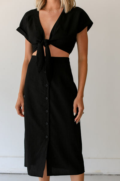 black Midi Skirt on model